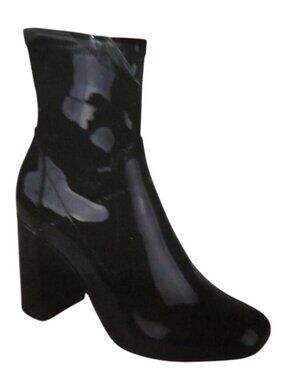 A New Day Penelope Black Patent Vegan Leather Memory Foam Zip ankle boots